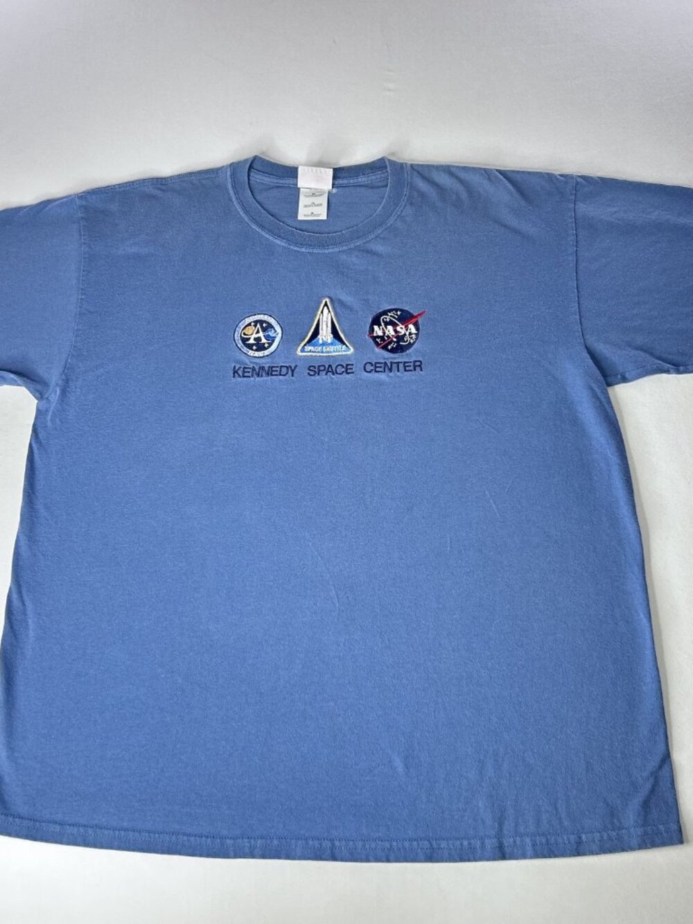 Kennedy Space Center NASA Embroidered T-Shirt, Blue, Size XL